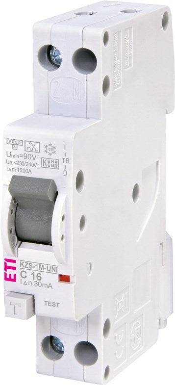 ETI Aardlekschakelaar 1P+N 16A 30mA KZS-1 M-UNI-0