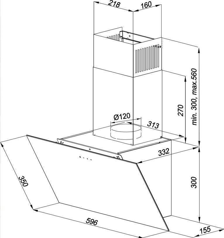 MAAN Vertical Glass 60 Schouwafzuigkap Zwart | OVERG60D4PC.S3.MC.KSB_EO-1