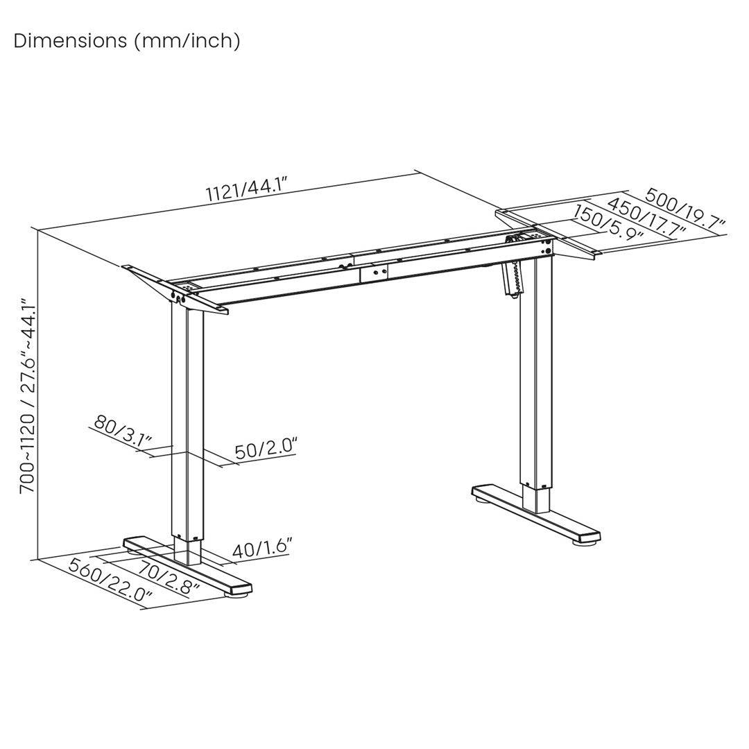 Ergo Office Bureau ER-400 W Elektrisch Hoogteverstelbaar Wit-1