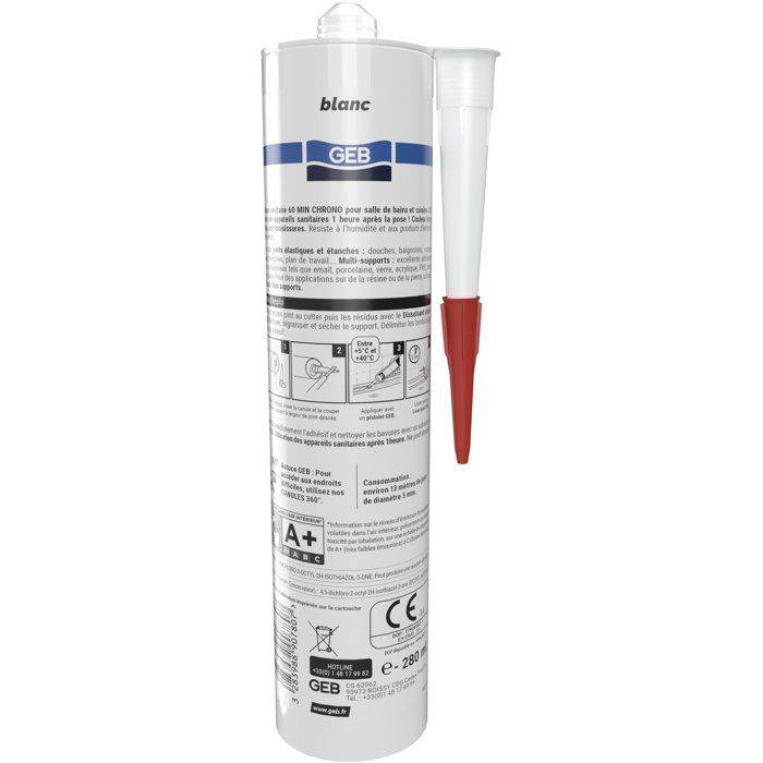 GEB Multi-oppervlak Sanitair Silicoon - 60 Chrono - Wit - 280 ml-3