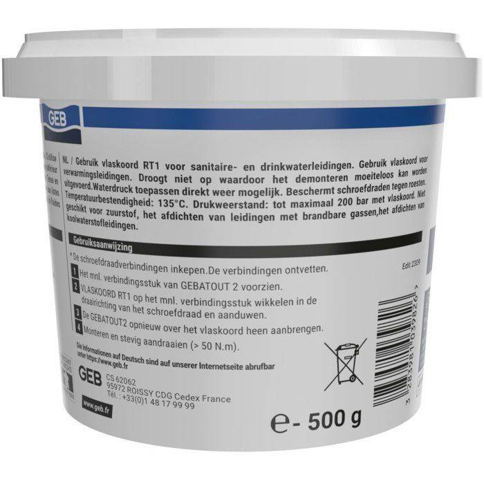GEB Gebatout 2 Voegmiddel - Geschikt voor Drinkwater - 500 g Tub-2