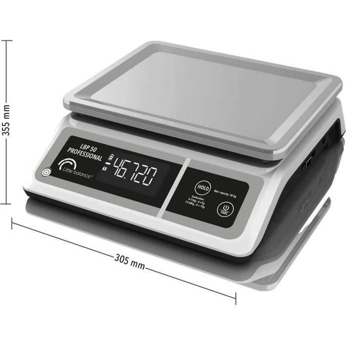 LITTLE BALANCE Professionele Weegschaal LBP 50 - USB - Grijs - 50 kg-2