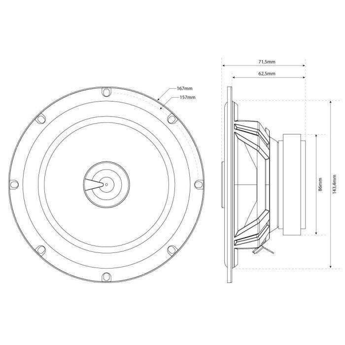 MTX TX265C 6,5" 2-Wege Coaxiale Auto Luidsprekers 65W RMS-4