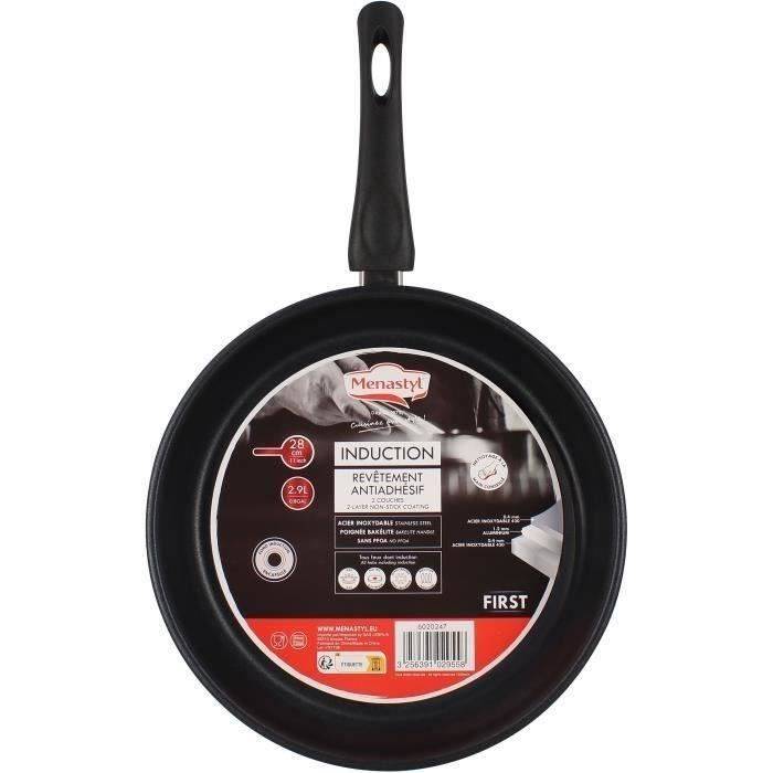 MENASTYL Koekenpan - RVS - 28 cm - Geschikt voor alle kookplaten-0