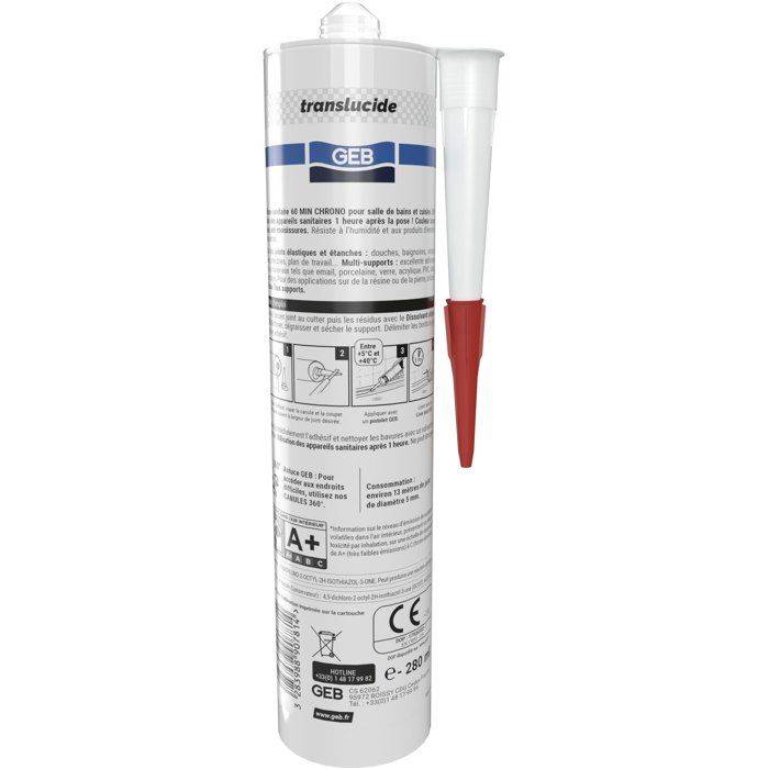GEB Multi-oppervlak Sanitair Silicoon - 60 Chrono - Translucent - 280 ml-4