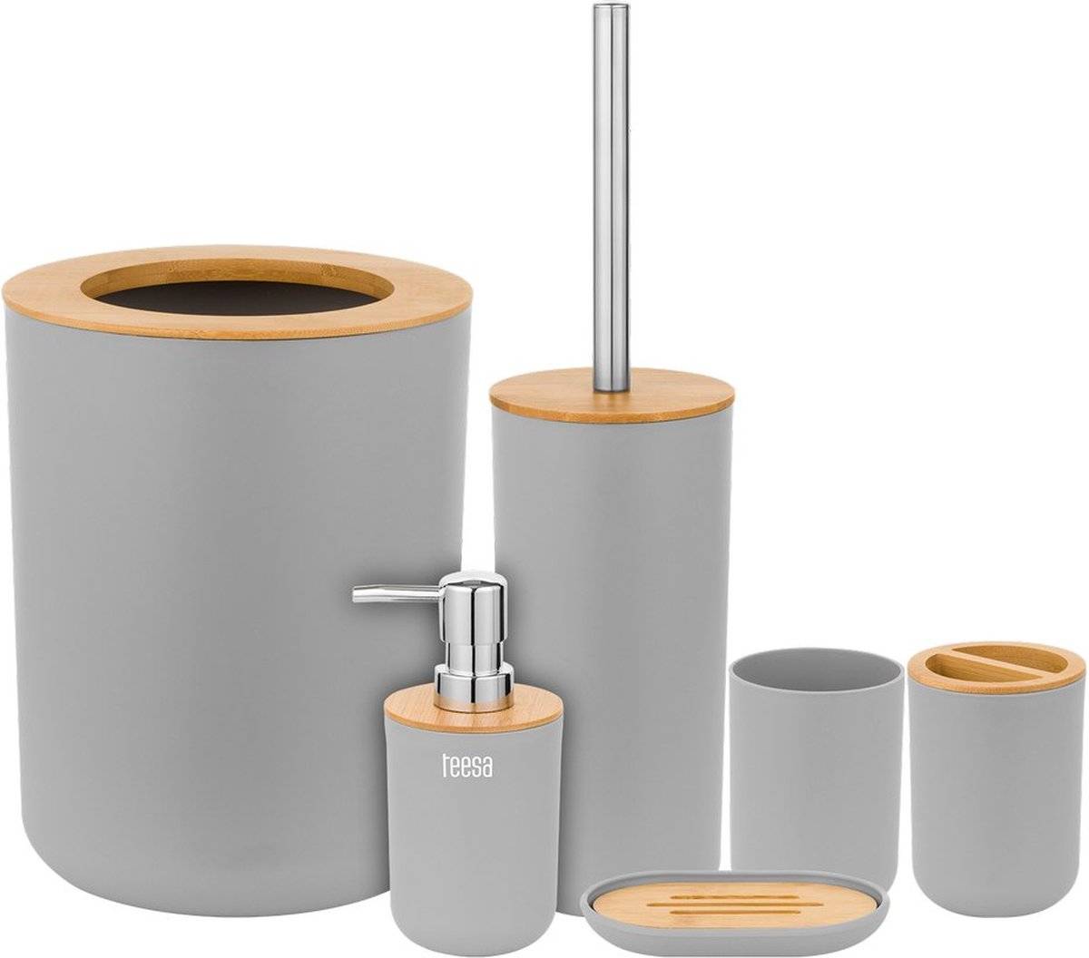 Teesa tsa0400-g - set badkameraccesoires, grijs 59018900720075901890072007-0