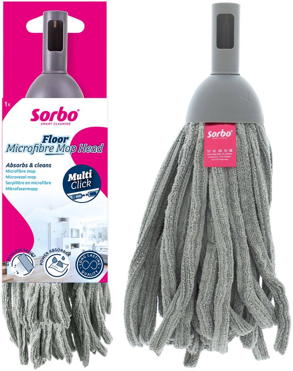 Sorbo microvezel mop - mopkop microfiber - multi-click vloermop voor laminaat, tegels en pvc-0