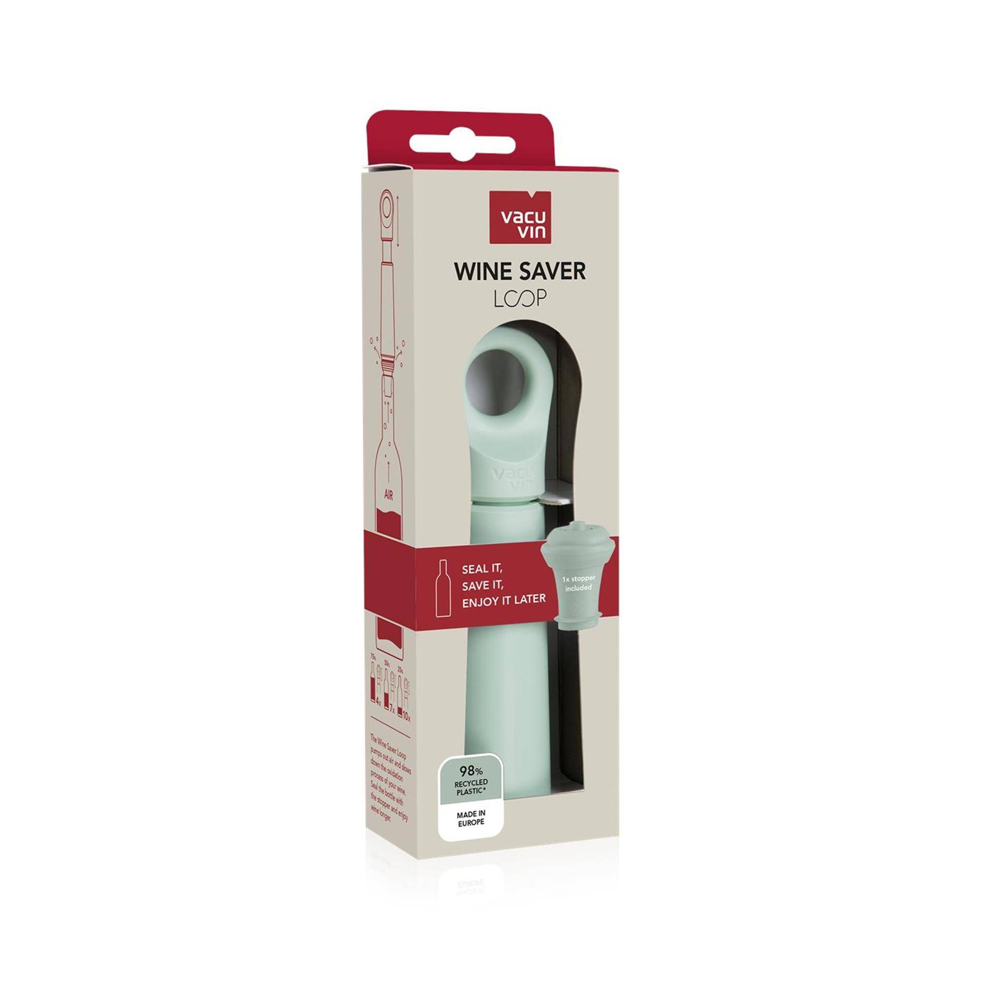 Vacuvin wine saver loop + stopper jade 87147930781618714793078161-0