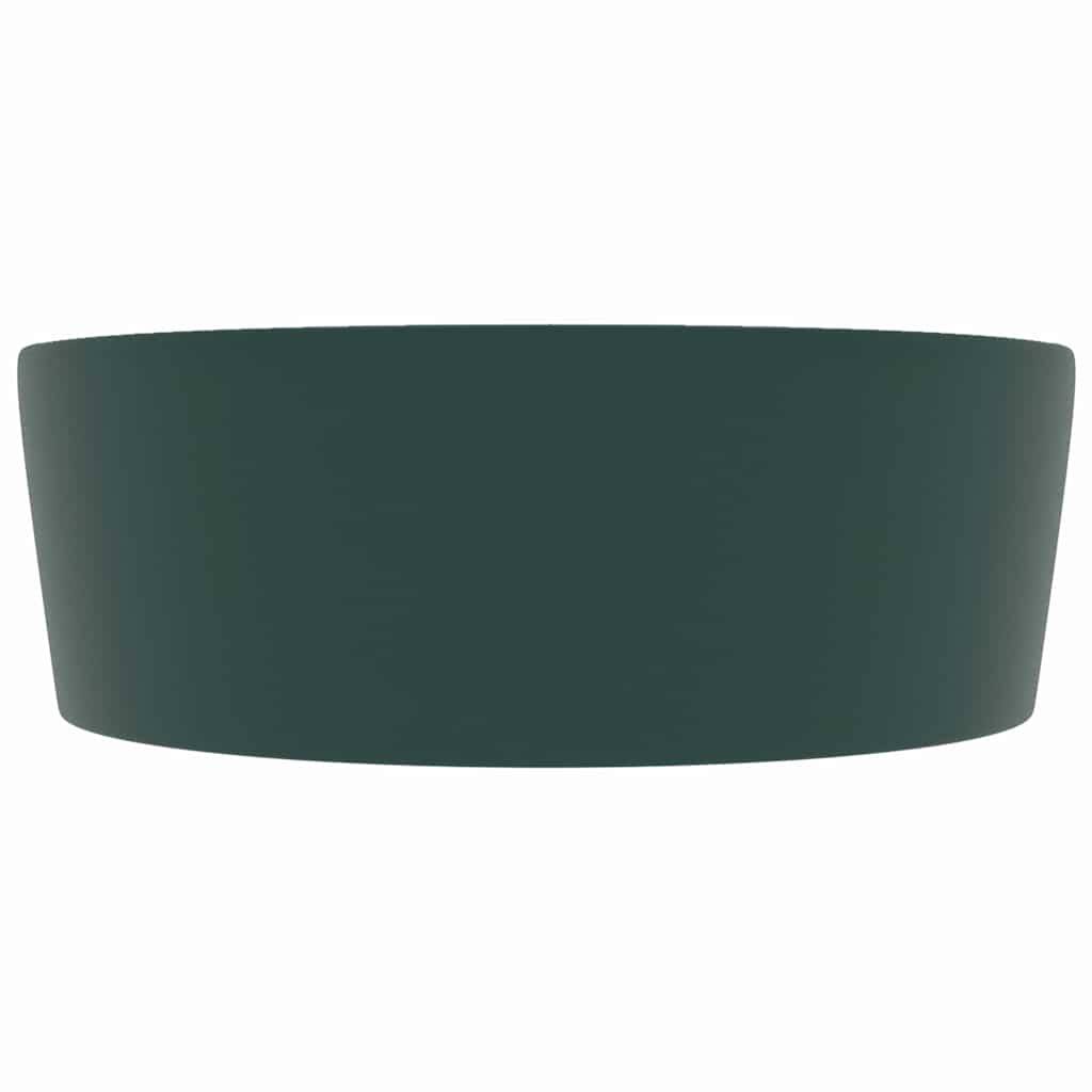 vidaXL - Wastafel - met - overloop - 36x13 - cm - keramiek - mat - donkergroen-2