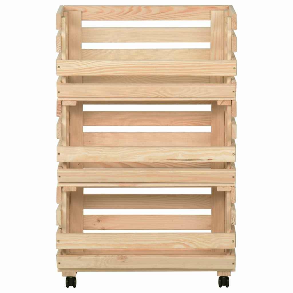 vidaXL - Groentetrolley - 37x30x80 - cm - massief - grenenhout-1