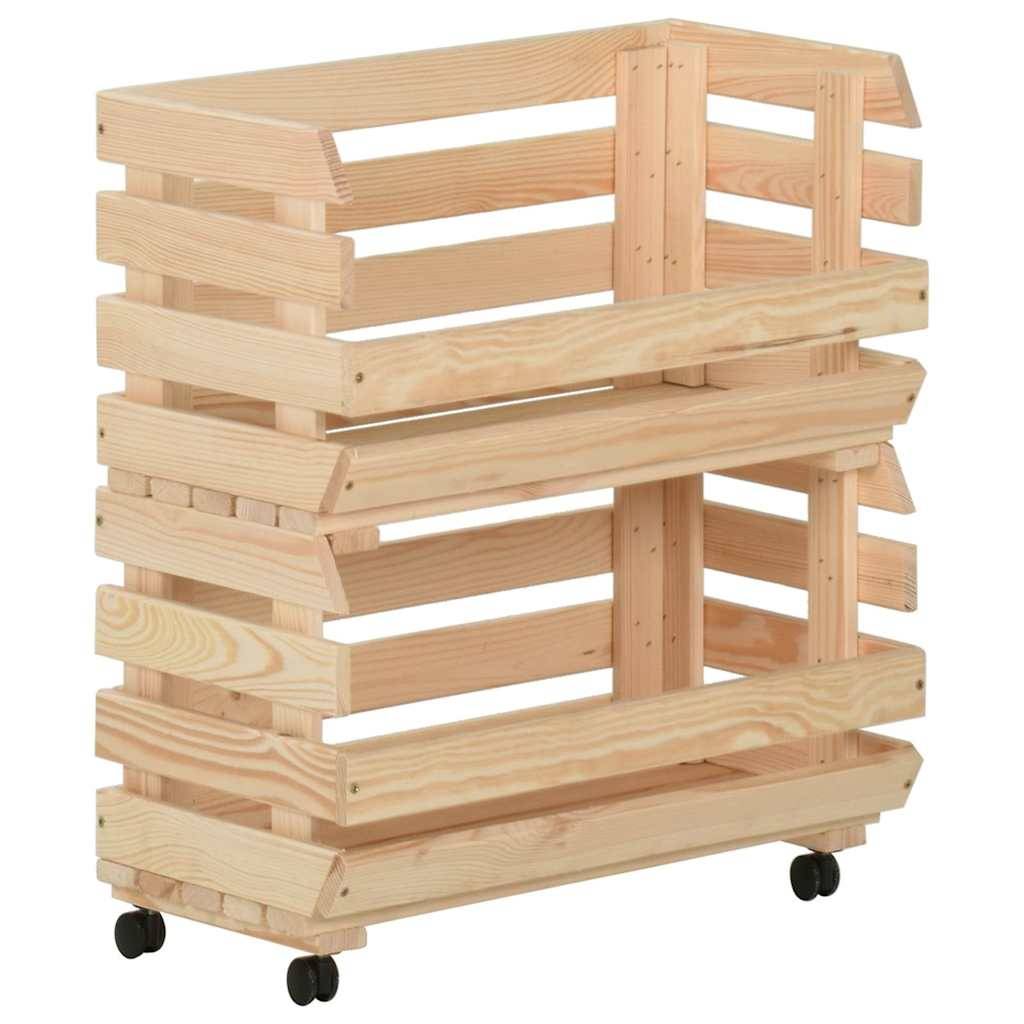 vidaXL - Groentetrolley - 37x30x80 - cm - massief - grenenhout-2