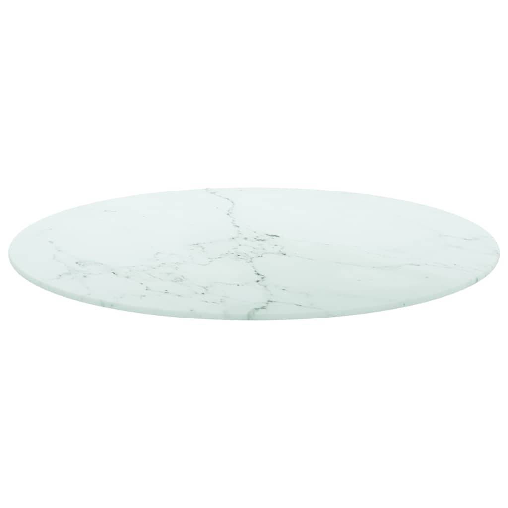 Vidaxl tafelblad ø60x0,8 cm gehard glas met marmeren design wit 87202860558098720286055809-1