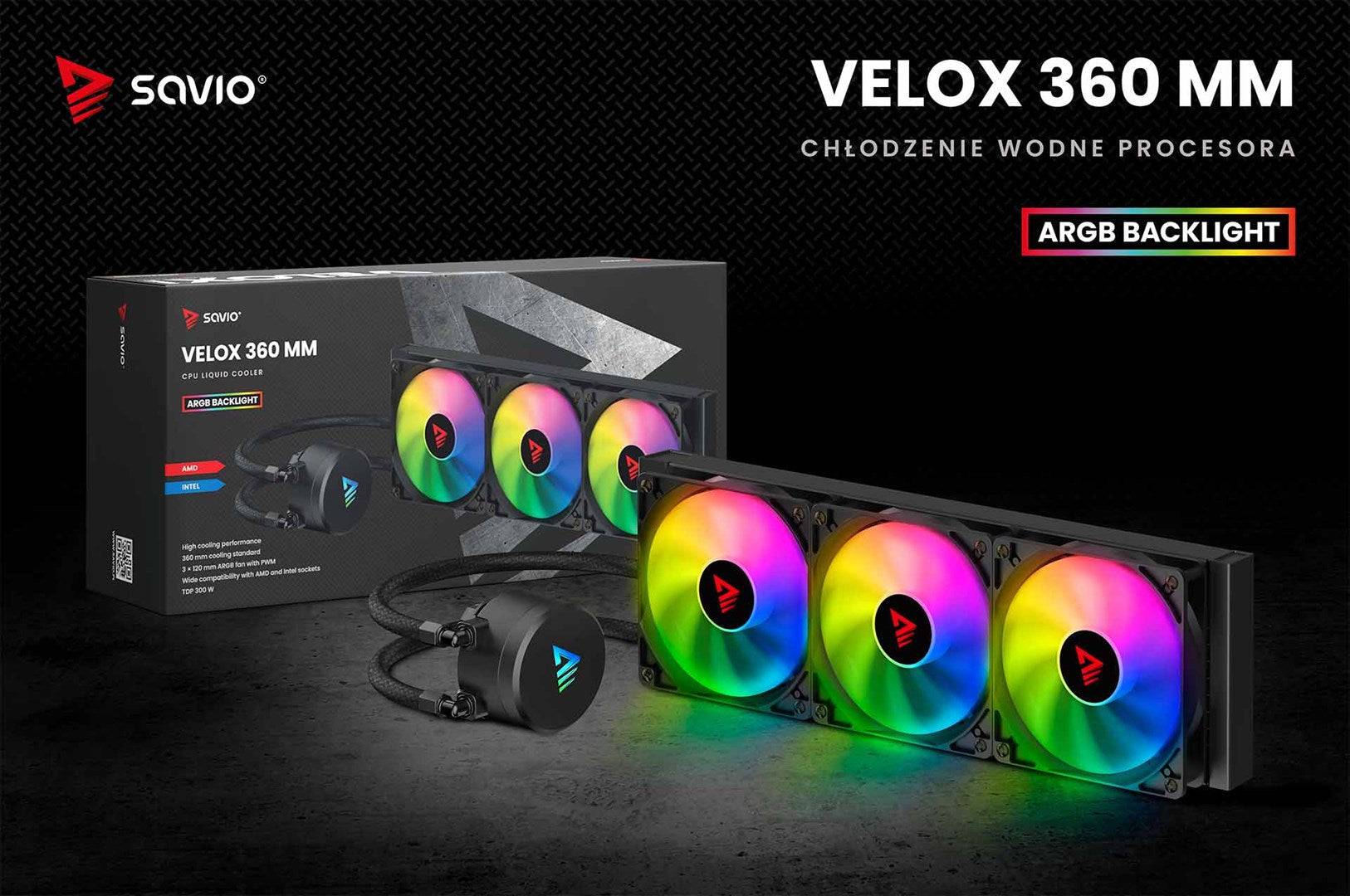 SAVIO VELOX CPU Vloeibare Koeler 360 mm ARGB 300W Compatibel met Intel en AMD-4