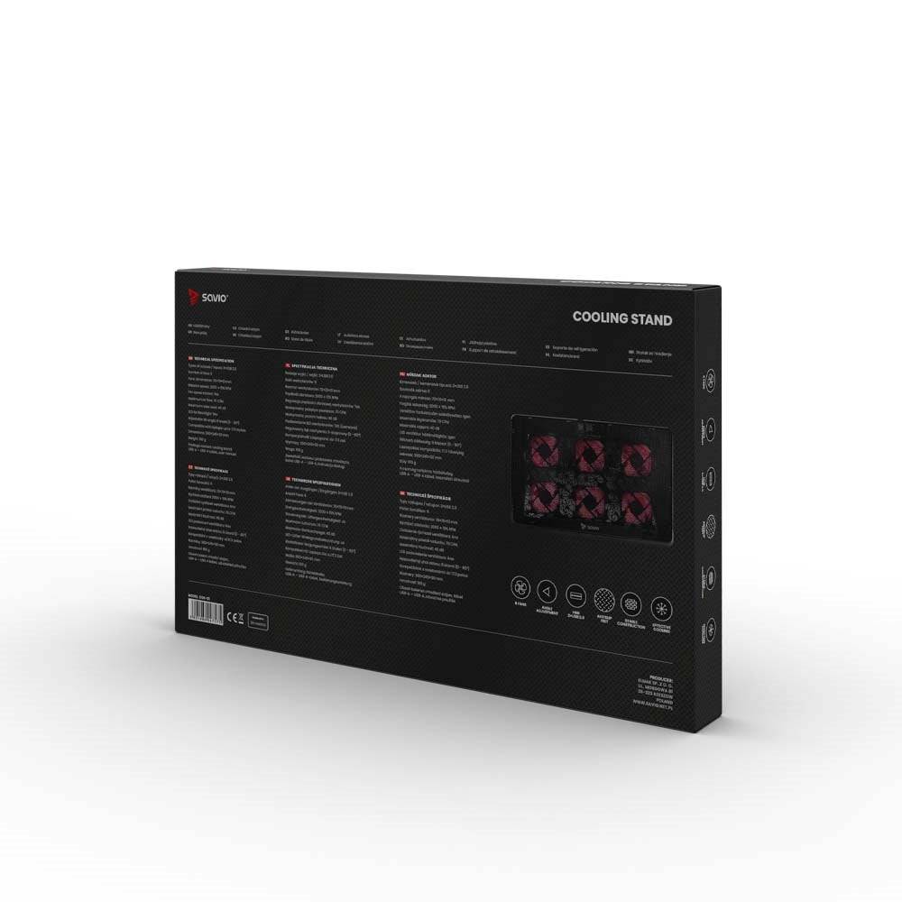 SAVIO COS-01 Laptop Koelpad 17,3 inch 6 Verlichte Ventilatoren 2000 RPM-1