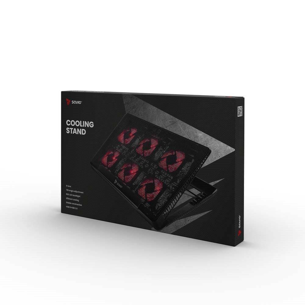 SAVIO COS-01 Laptop Koelpad 17,3 inch 6 Verlichte Ventilatoren 2000 RPM-2