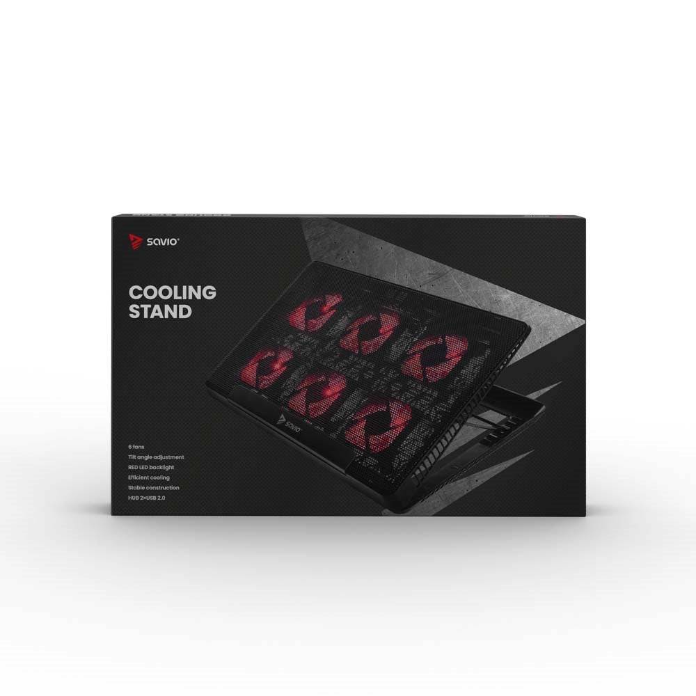 SAVIO COS-01 Laptop Koelpad 17,3 inch 6 Verlichte Ventilatoren 2000 RPM-3