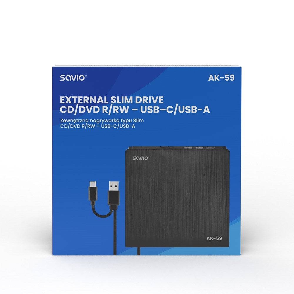 SAVIO AK-59 Externe Slimme CD/DVD Recorder R/RW - USB-C/USB-A Zwart-3