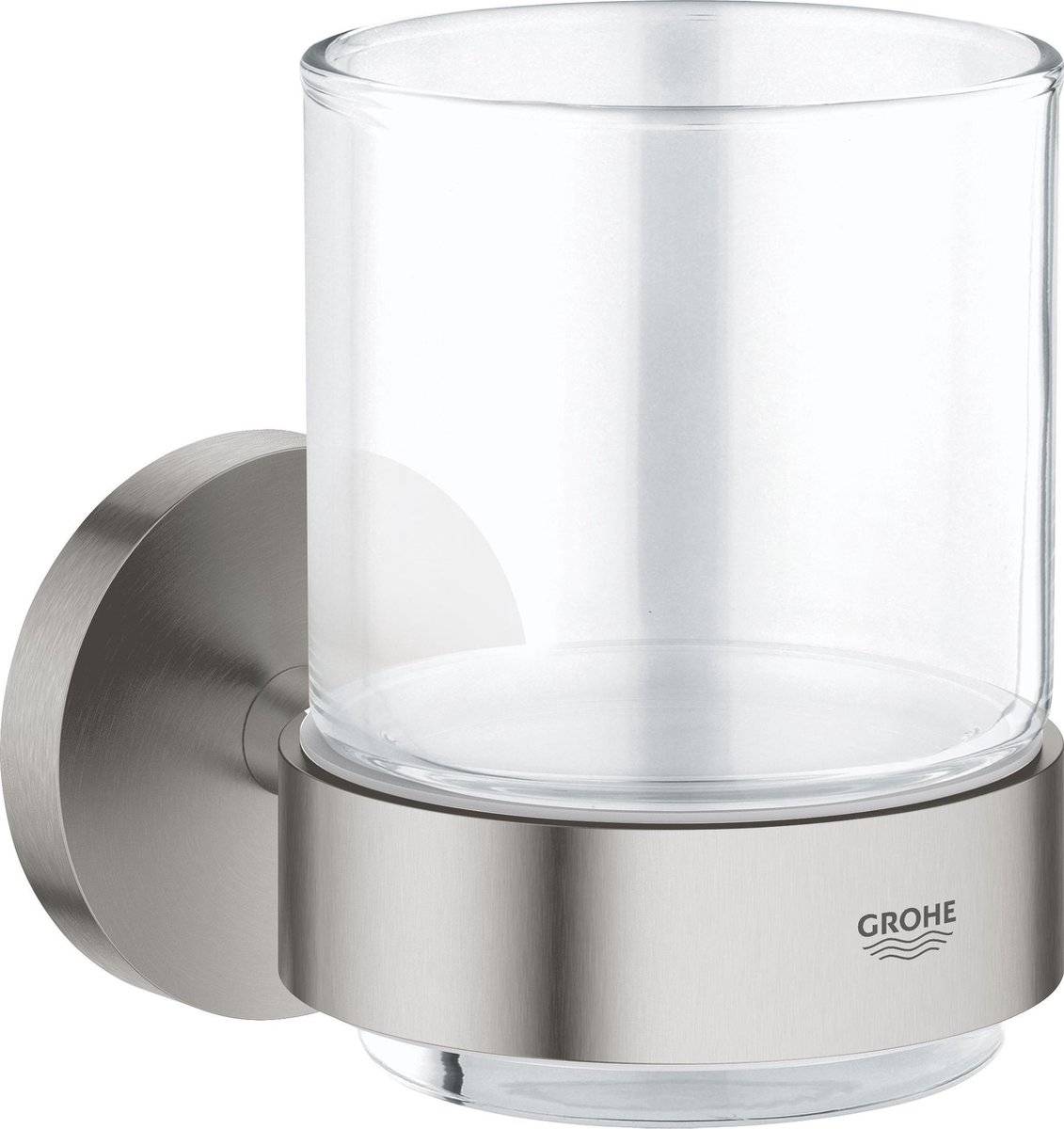 Grohe essentials houder met glas - supersteel (rvs-look) 40051764131624005176413162-0