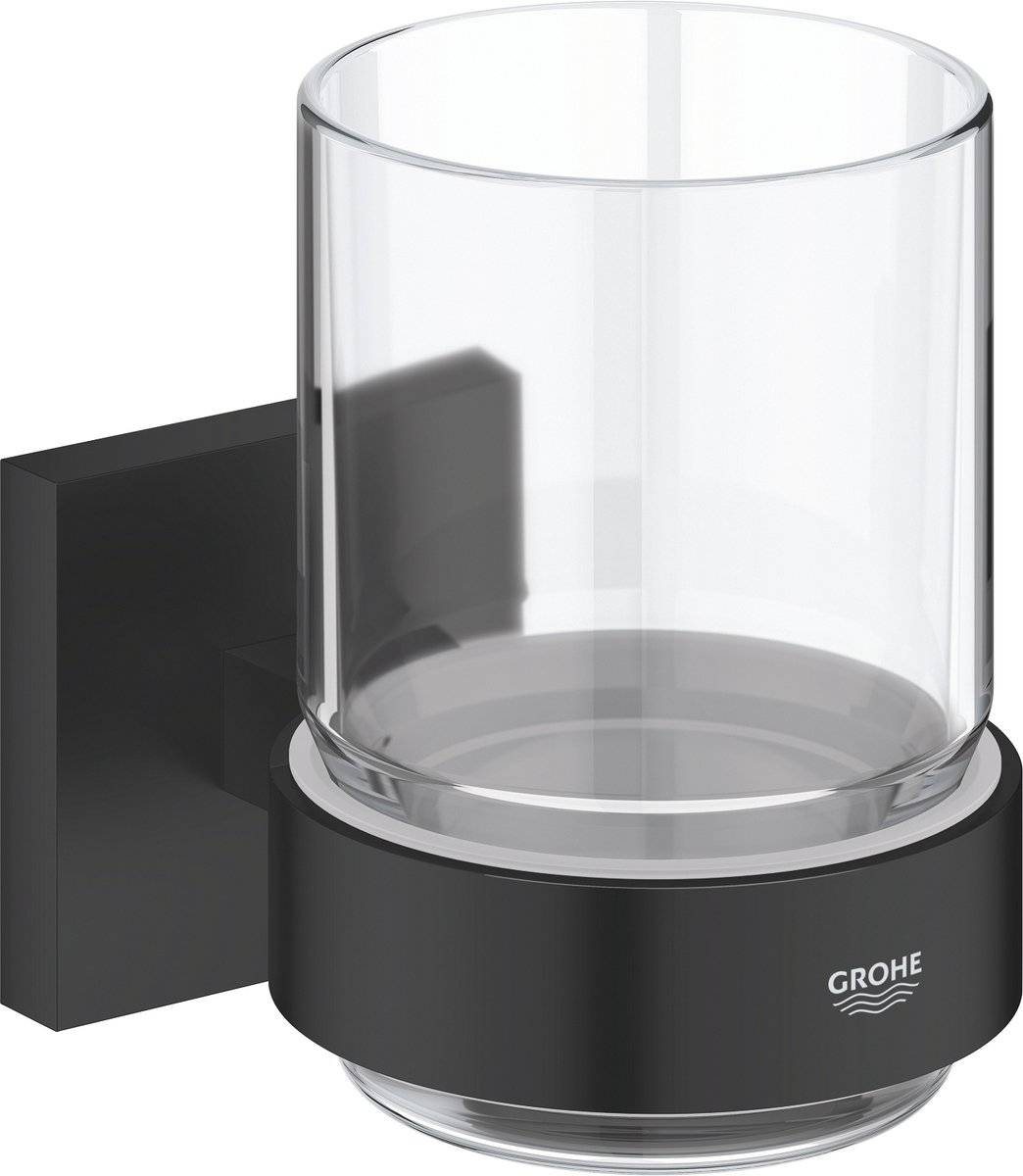 Grohe start cube glas met houder - glas metaal - matte black 40673930163284067393016328-0