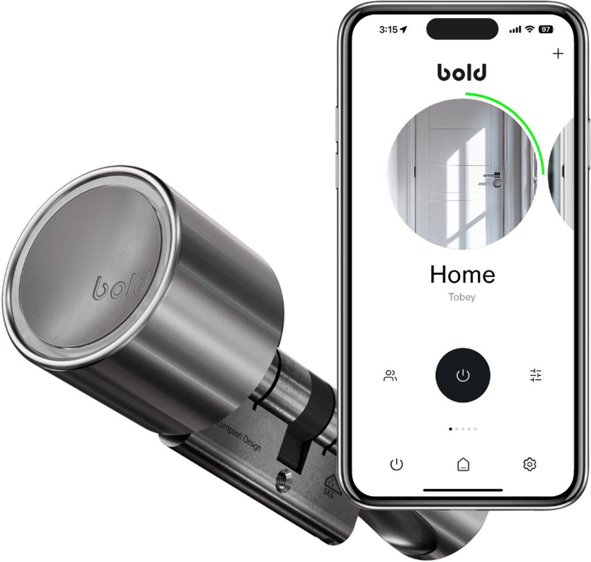 Bold security technology bv bold cilinder - bold smart lock sx-63 - slim deurslot - rvs - zilver-0