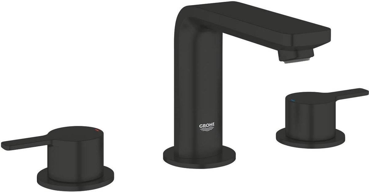 Grohe lineare m-size driegats wastafelmengkraan – met trekwaste – ecojoy – fastfixation – matte black-0