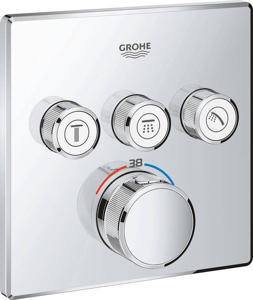 Grohe grohtherm smartcontrol thermostatiche douchekraan - inbouw mengkraan - met omstelling - vierkant - chroom-0