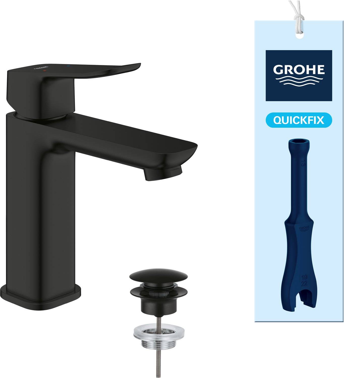 Grohe dice wastafelmengkraan - m-size - aquacalibrator - inclusief push-open waste - matte black-0