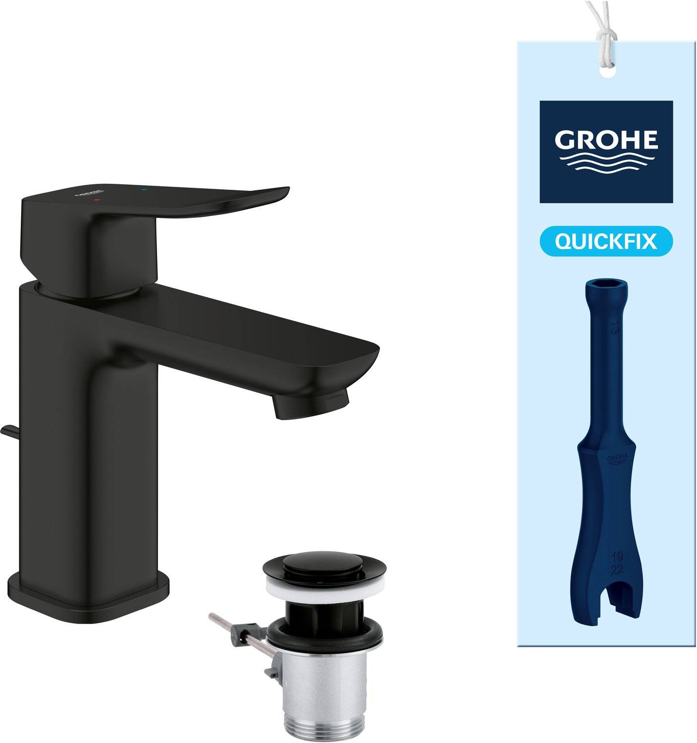Grohe dice wastafelmengkraan - s-size - aquacalibrator - inclusief pop-up waste - matte black-0