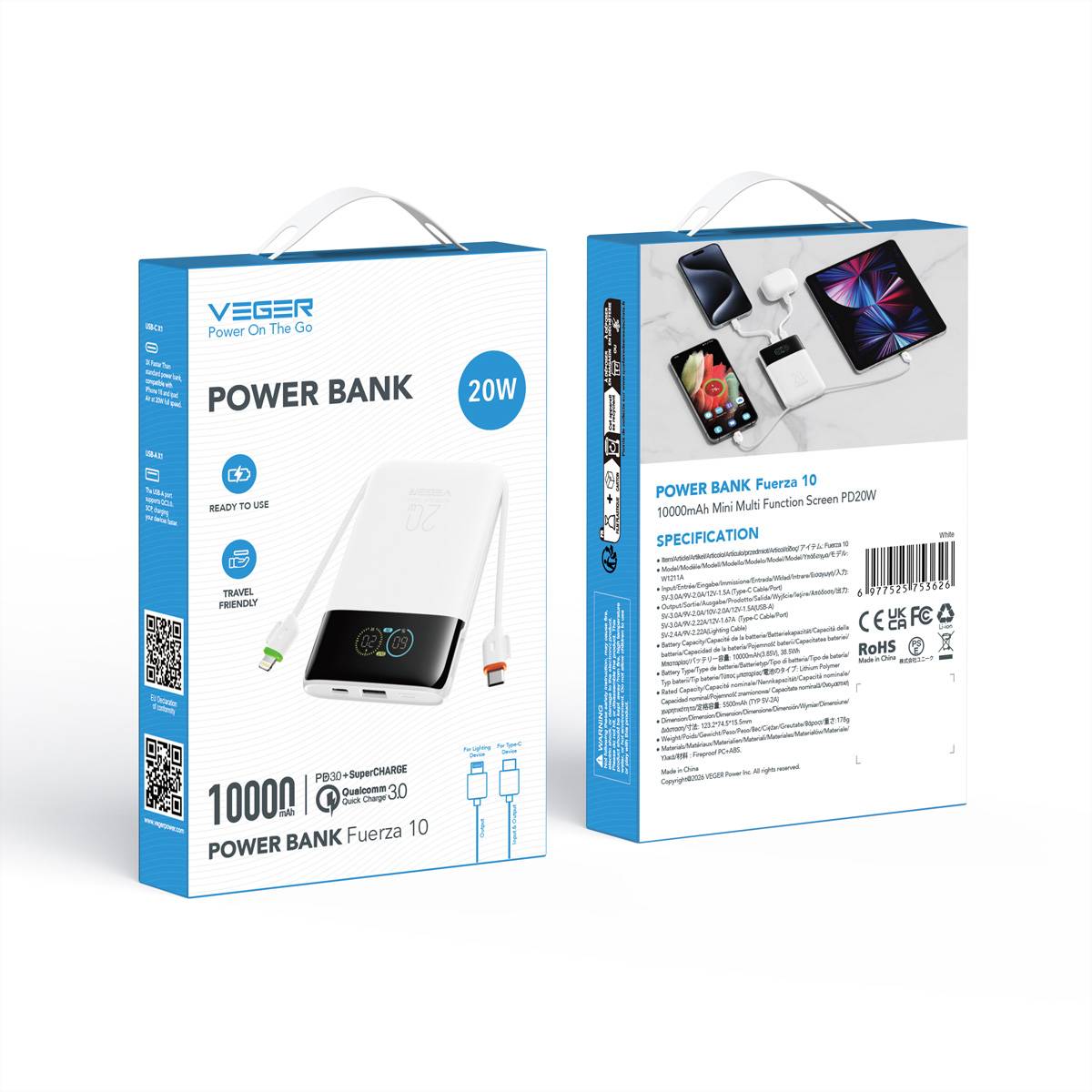 Veger Powerbank W1211A 10000mah White-2