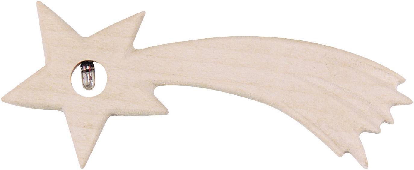 Houten ster met een staart die doet denken aan een kerstster.