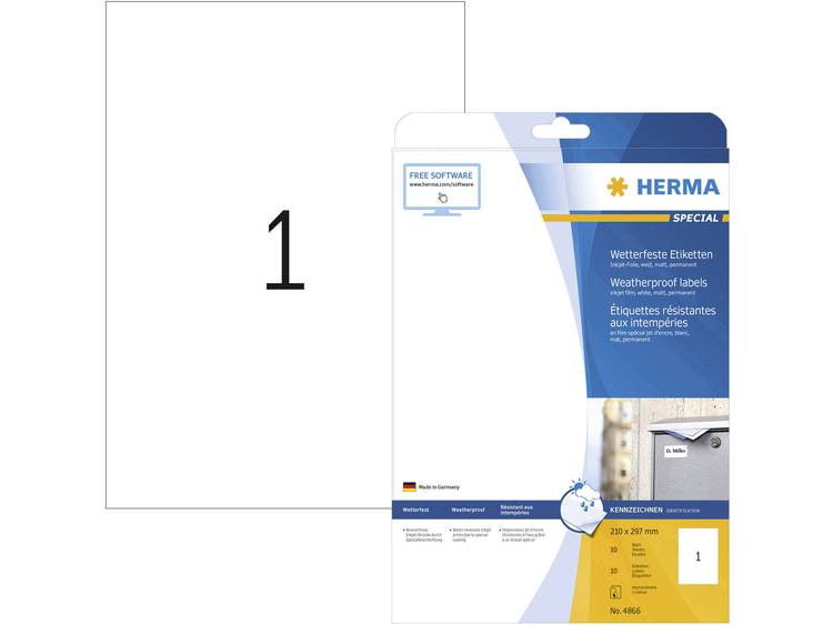 Inkjet-etiketten Herma wit weerbestendig 210x297 A4 10 st.