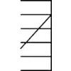Een abstract diagram met twee diagonale lijnen die worden gekruist door horizontale lijnen vormt een asymmetrisch patroon.