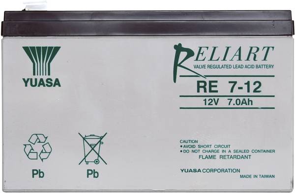 Yuasa RE7-12 Loodaccu 12 V 7 Ah Loodvlies (AGM) (b x h x d) 151 x 98 x 65 mm Kabelschoen 6.35 mm Onderhoudsvrij