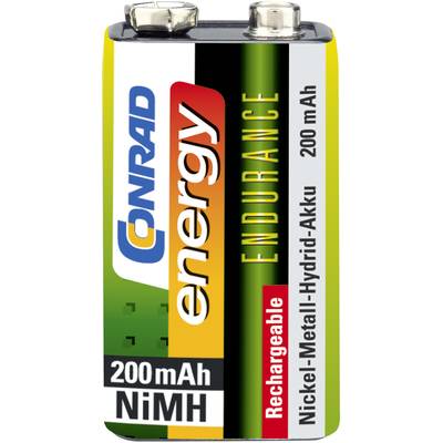 Conrad energy Oplaadbare 9V batterij (blok) Endurance 6LR61 NiMH 8.4 V 200 mAh 1 stuk(s)
