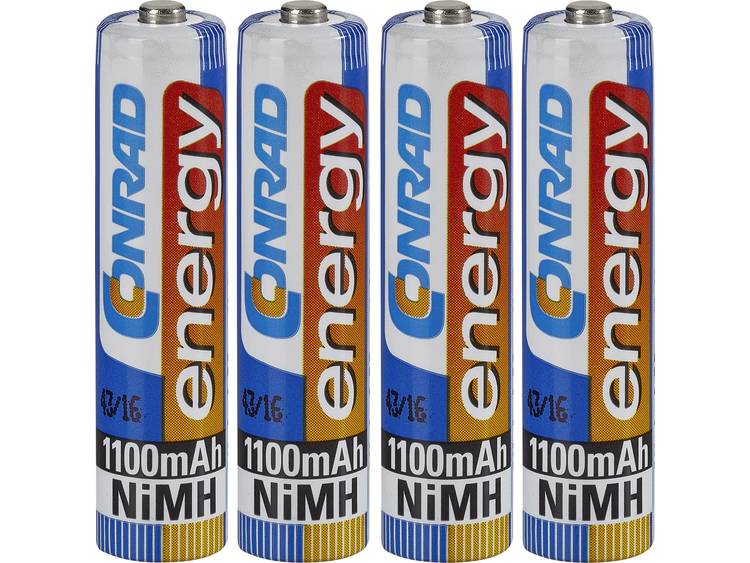 Conrad energy HR03 AAA oplaadbare batterij (potlood) NiMH 1100 mAh 1.2 V 4 stuks