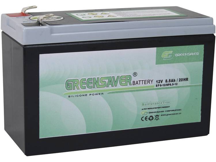 Greensaver SP8.5-12, SP6-12 Loodaccu 12 V 8.5 Ah Lood-silicone Kabelschoen 6.35 mm (l x b x h) 151 x