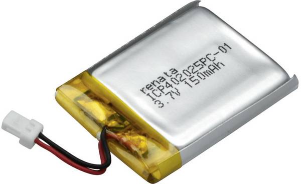 Renata ICP402025PC-1 Speciale oplaadbare batterij Prismatisch Stekker LiPo 3.7 V 155 mAh 1 stuk(s)