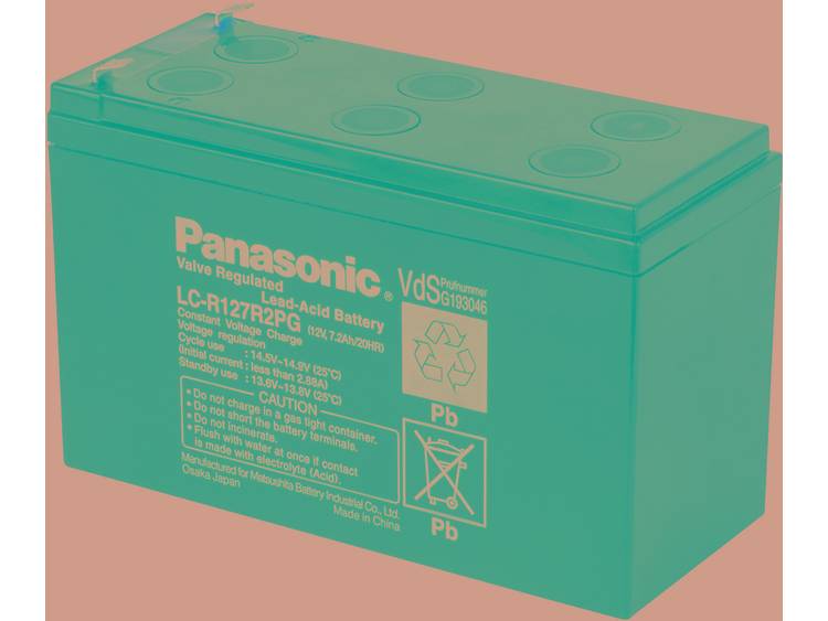 Panasonic LC-R127R2PG-PG1 Loodaccu 12 V 7.2 Ah Loodvlies (AGM) Kabelschoen 4.8 mm (b x h x d) 151 x 