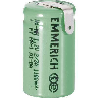 Emmerich 2/3 A ZLF Speciale oplaadbare batterij 2/3 A Z-soldeerlip NiMH 1.2 V 1100 mAh