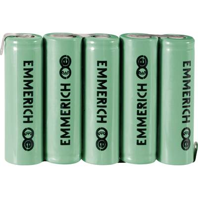 Emmerich 5AA-ZLF Accupack Aantal cellen: 5 Batterijgrootte: AA (penlite) Z-soldeerlip NiMH 6 V 1500 mAh
