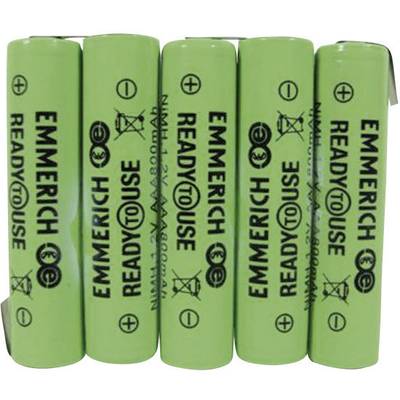 Emmerich ReadyToUse 5AAA-ZLF Accupack Aantal cellen: 5 Batterijgrootte: AAA (potlood) Z-soldeerlip NiMH 6 V 800 mAh