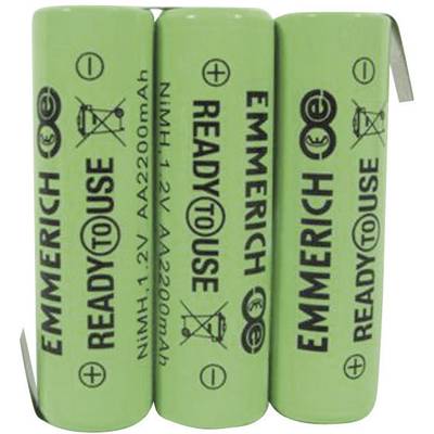 Emmerich ReadyToUse 3AA-ZLF Accupack Aantal cellen: 3 Batterijgrootte: AA (penlite) Z-soldeerlip NiMH 3.6 V 2200 mAh