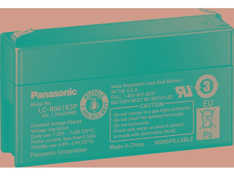 Panasonic LC-R061R3PG Loodaccu 6 V 1.3 Ah Loodvlies (AGM) Kabelschoen 4.8 mm (b x h x d) 97 x 50 x 2