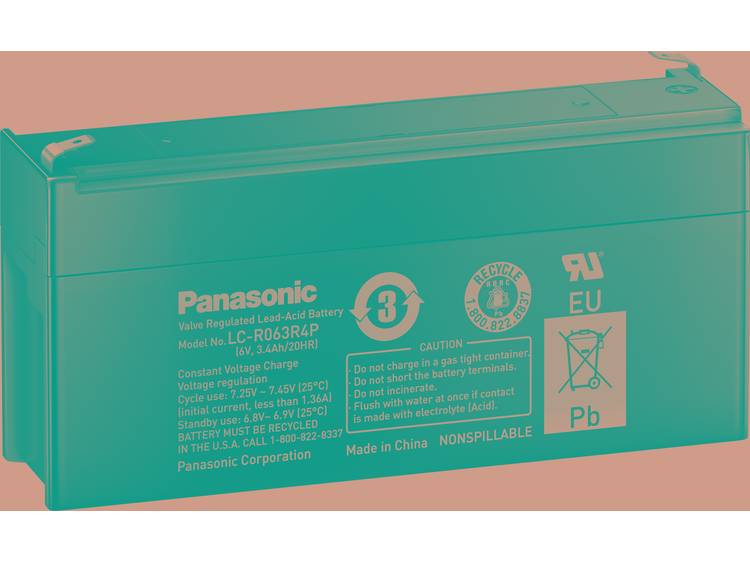 Panasonic LC-R063R4P Loodaccu 6 V 3.4 Ah Loodvlies (AGM) Kabelschoen 4.8 mm (b x h x d) 134 x 60 x 3