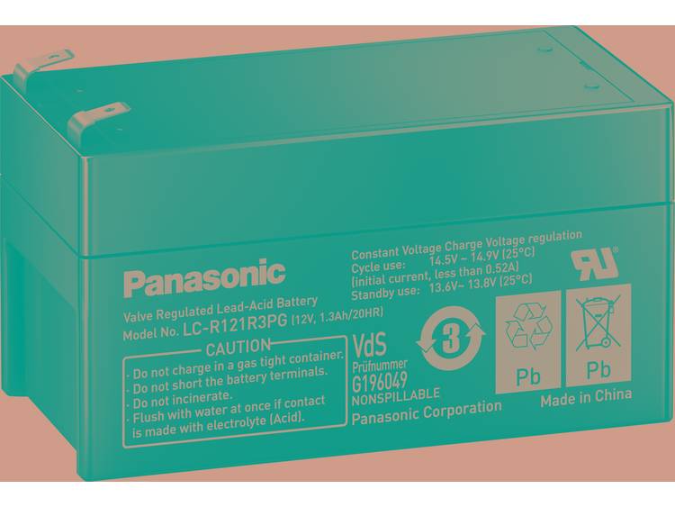 Panasonic LC-R121R3PG Loodaccu 12 V 1.3 Ah Loodvlies (AGM) Kabelschoen 4.8 mm (b x h x d) 97 x 50 x 