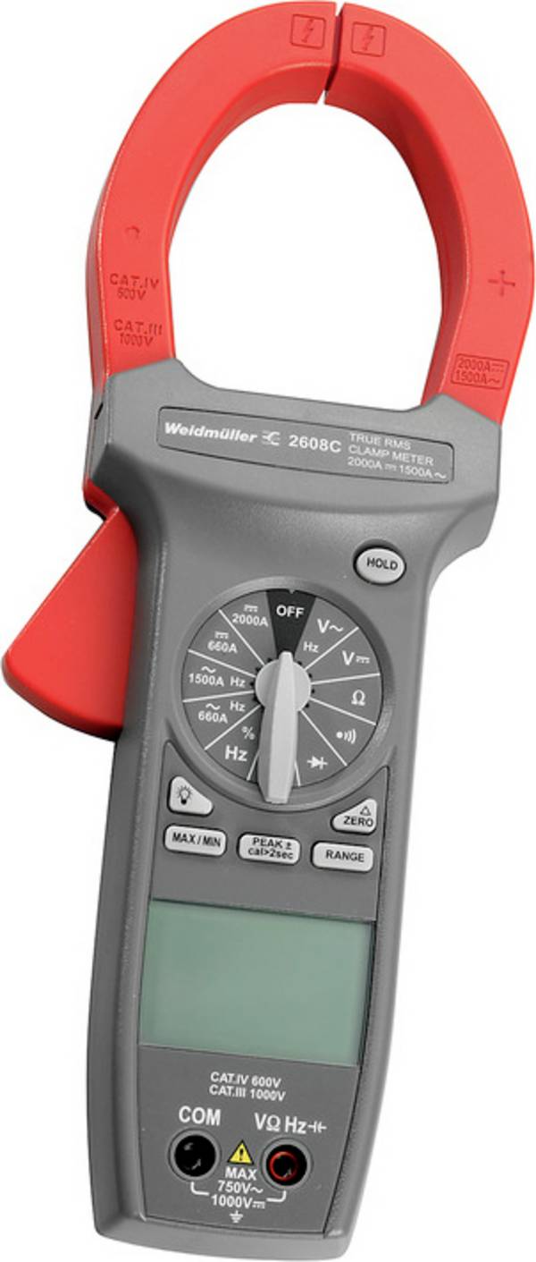 Weidmüller Stroomtang, Multimeter Digitaal CAT III 1000 V Weergave (counts): 4000