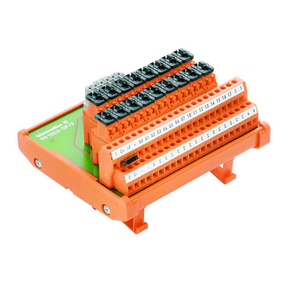 Oranje elektrische aansluitklem met meerdere aansluitpunten, genummerd van 1 tot 26, voor elektrische bedrading.