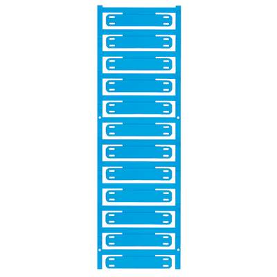 'Metalen kabelgoot in het blauw, verticaal geplaatst, met meerdere gelijkmatig verdeelde openingen voor kabeldoorvoer.'
