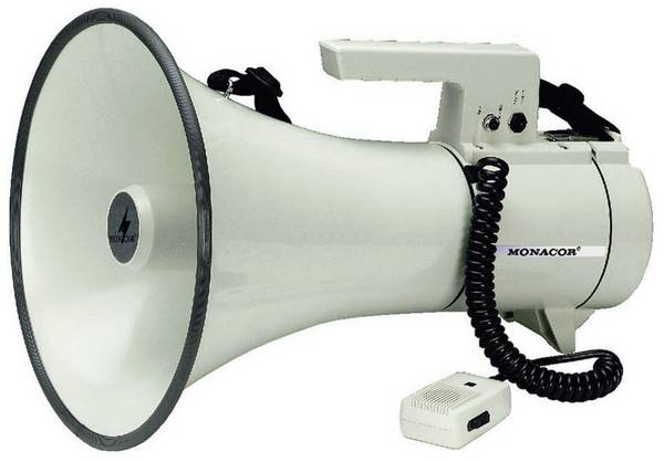 Monacor TM-35 Megafoon Met handmicrofoon, Met draagriem, Met geluiden