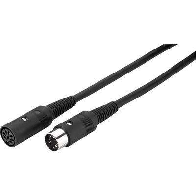 Zwart DIN-kabel met mannelijke en vrouwelijke stekker.